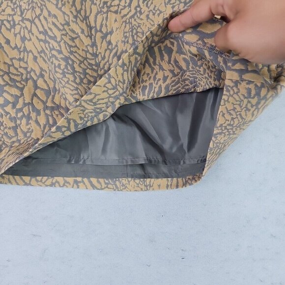 LOFT Mini Skirt Womens 4 Gray/Yellow Animal Print Classic Business Casual Lined - Picture 4 of 8